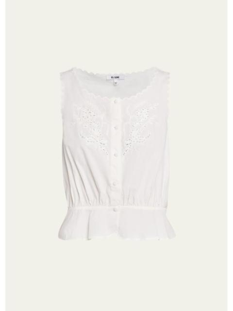 RE/DONE Jerry Eyelet Embroidered Tank Blouse