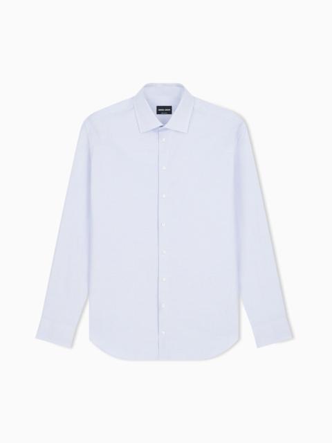 GIORGIO ARMANI REGULAR FIT SHIRT IN MICRO WEAVE COTTON WITH FRENCH COLLAR