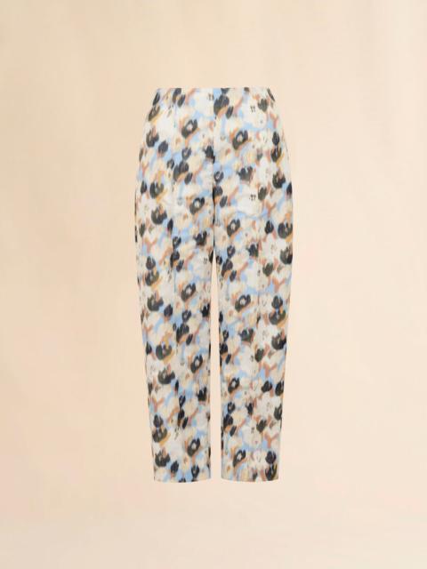 Marni LIGHT BLUE DUCHESSE TROUSERS WITH SECRET BOUQUET PRINT
