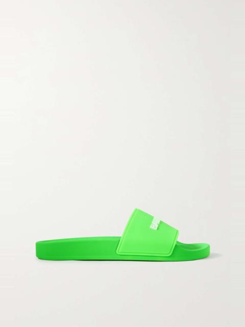 BALENCIAGA Pool logo-embossed neon rubber slides