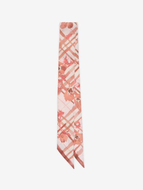 Skinny Watercolour Check Silk Scarf