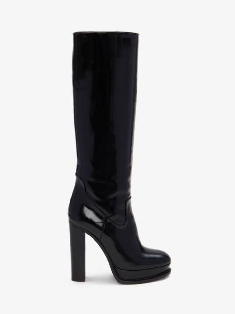Alexander McQueen Women's Platform Knee-high Boot in Black