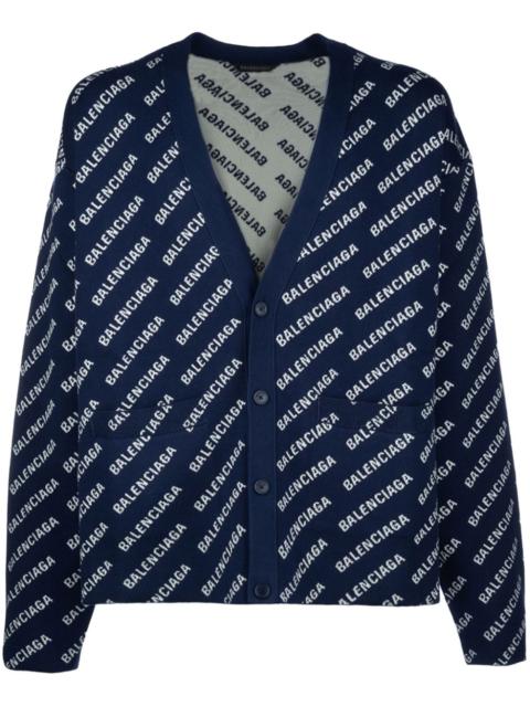 BALENCIAGA V-neck logo-print cardigan