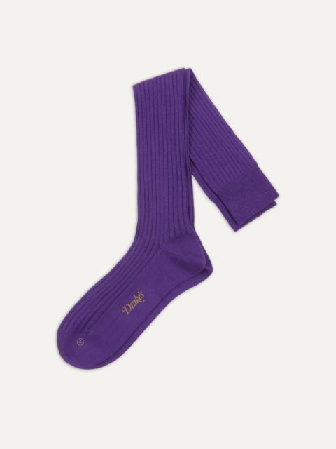 Drake's Dark Purple Wool Over-the-Calf Socks