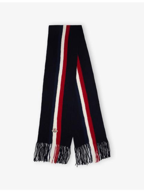 Moncler Tricolour Fringed Wool Scarf