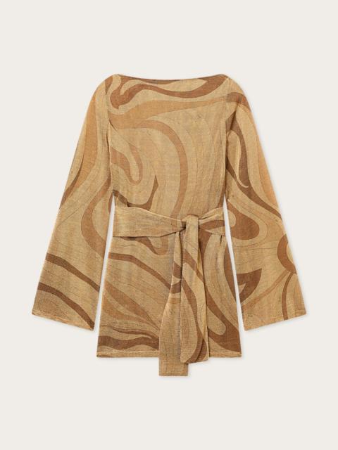 PUCCI MARMO PRINT LAME DRESS WITH BELT