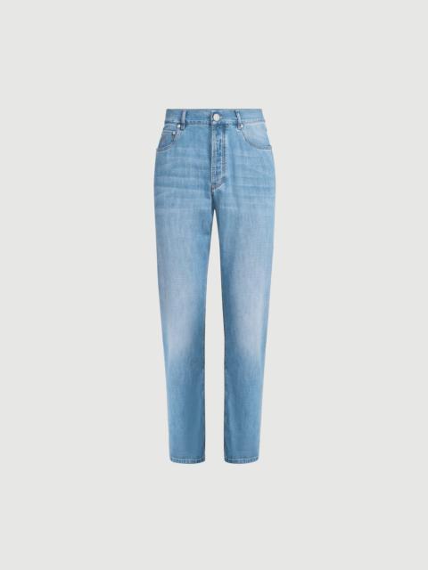 Brunello Cucinelli Lightweight old denim iconic fit five-pocket trousers