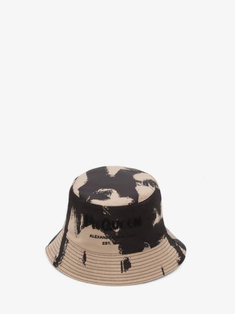 Alexander McQueen Mcqueen Graffiti Bucket Hat in Black/beige