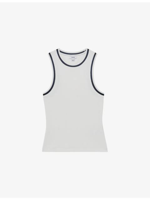 REISS Matilda Contrast-Trim Stretch-Cotton Vest