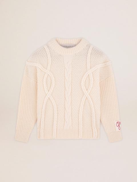 Golden Goose Women's round-neck sweater in wool with braided motif
