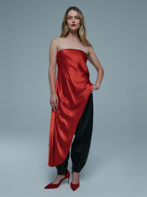 BARDOT Alita Strapless Satin Tunic In Burnt Red