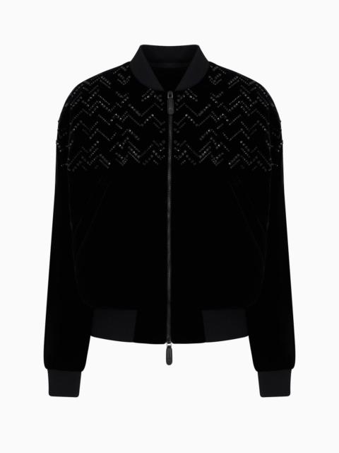 Giorgio’s velvet bomber jacket with applied rhinestones