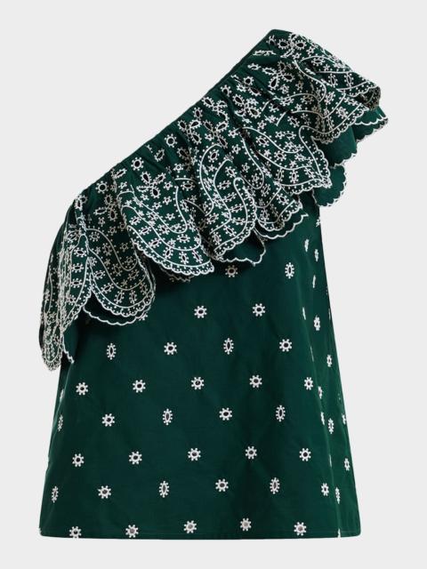 ESSENTIEL ANTWERP Kath Embroidered Asymmetric Blouse