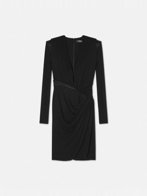 VERSACE Deep V-Neck Crêpe Mini Dress