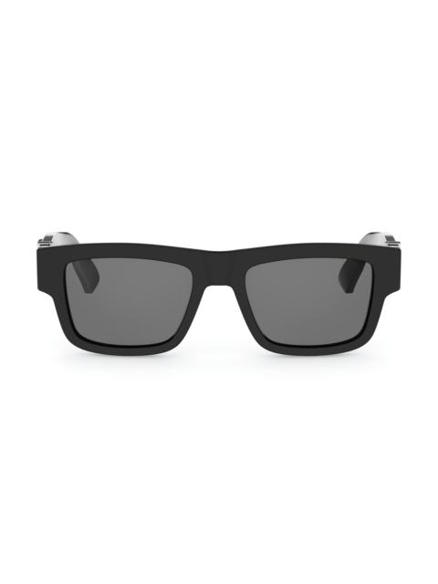 Dior Men's Dior Oblique S3I 52MM Rectangular Sunglasses - Shiny Black And Smoke