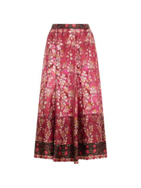Pierre-Louis Mascia Aloe floral A-line midi skirt