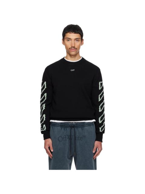 Off-White Black Diagonal Outline Knit Crewneck Sweater