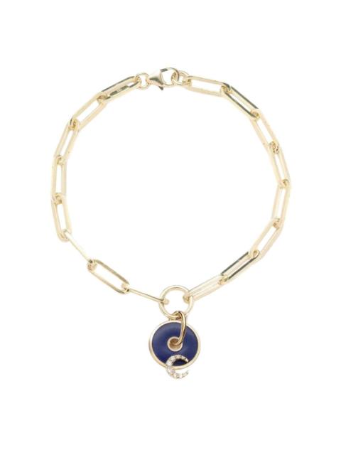 FOUNDRAE Blue Crescent- Karma Disk Classic Fob Clip Chain Bracelet