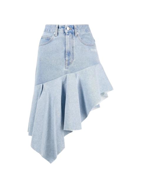 asymmetric ruffled denim skirt