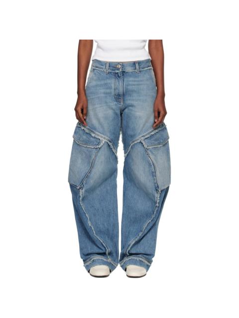 VERSACE Blue Low-Waist Cargo Jeans