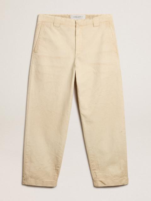 Ecru-colored cotton chinos