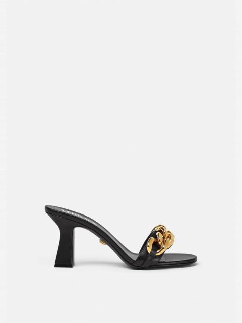 VERSACE Chain Mid-Heel Leather Mules