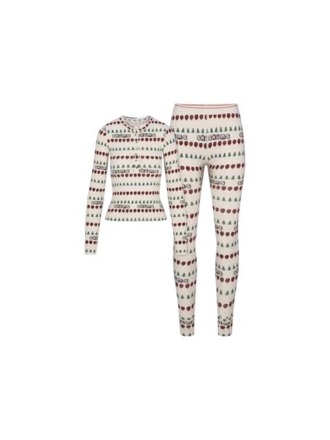 SKIMS SKIMS x Cactus Plant Flea Market Women's Cotton Rib Henley Legging Set Marble Pine Fair Isle