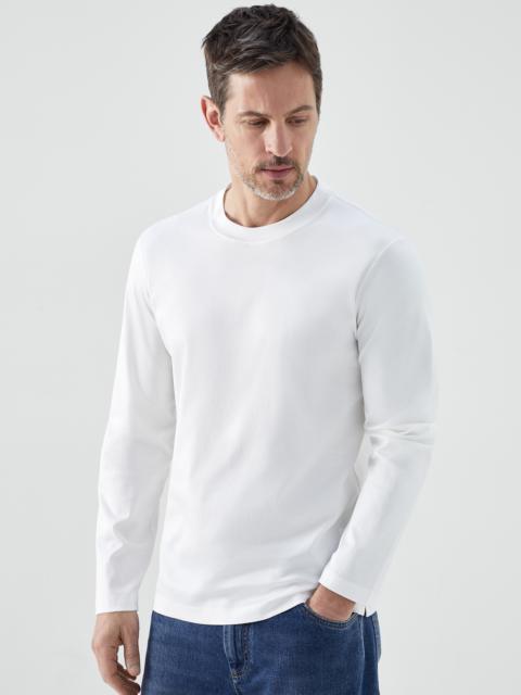 Cotton jersey slim fit long sleeve crew neck T-shirt
