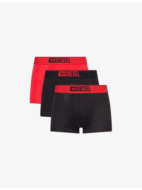 Diesel Logo-Waistband Pack of Three Stretch-Cotton Boxers