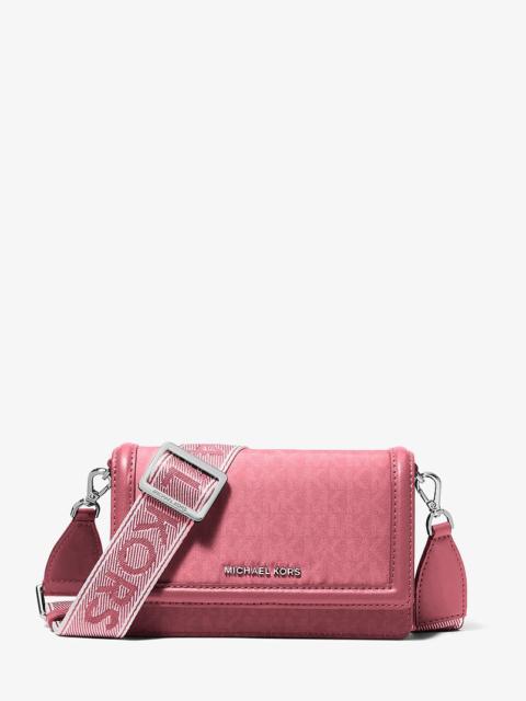 MICHAEL KORS Jet Set Small Signature Logo Print Woven Smartphone Crossbody Bag