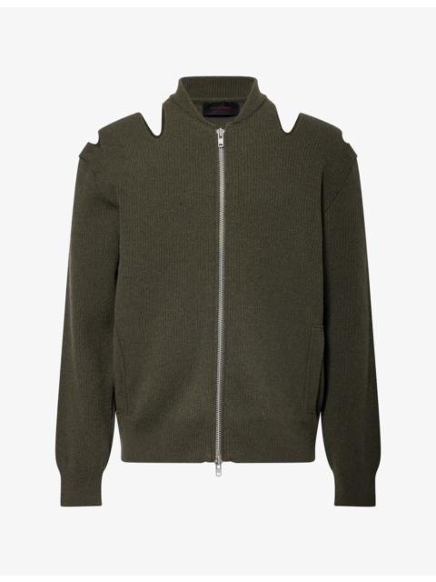 Simone Rocha Slash Cut-Out Merino-Wool Blend Cardigan