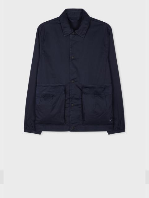 Paul Smith Navy Garment-Dyed Sateen-Cotton Blend Work Jacket