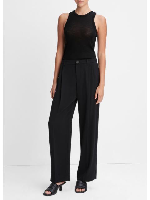 Vince Drop-Waist Pleated Crepe Trouser