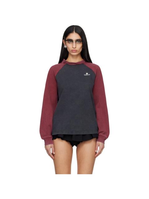 SHUSHU/TONG Gray & Burgundy Crewneck Long-Sleeve T-shirt