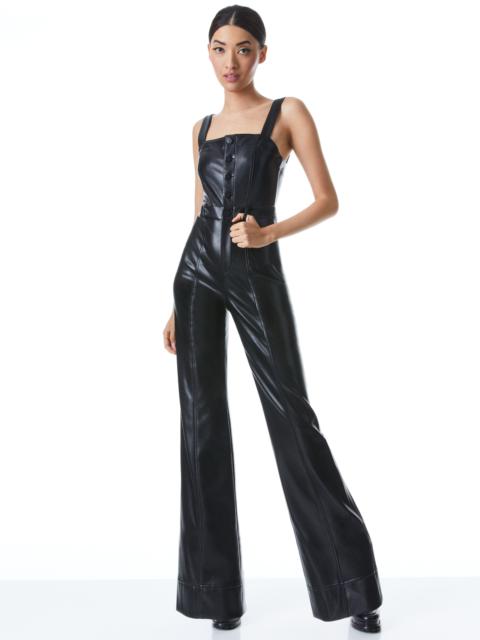 Alice + Olivia LINETTE VEGAN LEATHER SLEEVELESS JUMPSUIT