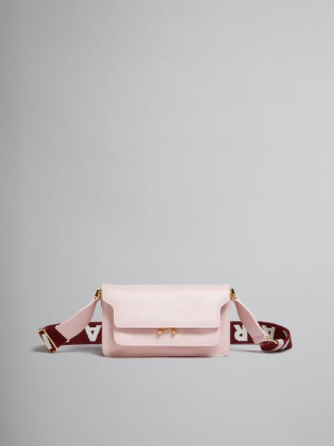 Marni PINK LEATHER E/W SOFT TRUNK BAG WITH LOGO STRAP