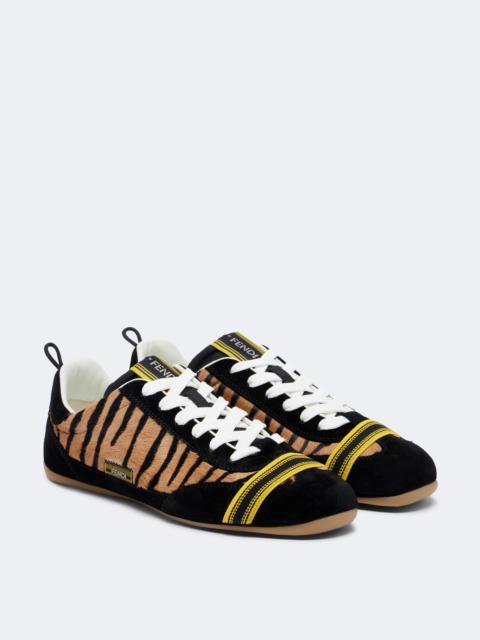 FENDI Wrap suede-trimmed calf hair sneakers