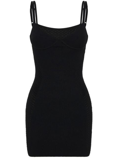 Dion Lee Serpent lace-panel ribbed-knit minidress