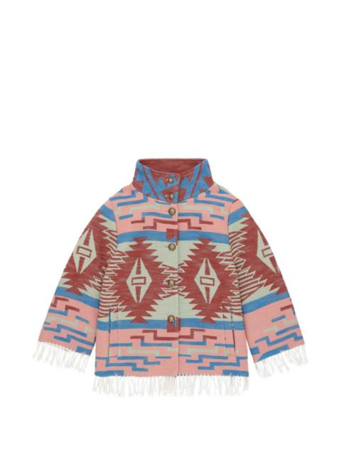 FORTELA fringed geometric cotton jacket