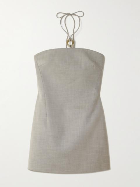 SIR. Solene Embellished Woven Halterneck Mini Dress