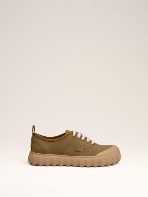 AMI Paris KHAKI COTTON LOW TOP TEMPO CANVAS SNEAKERS