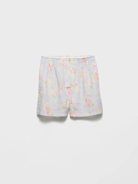 Prada Floral print old linen shorts