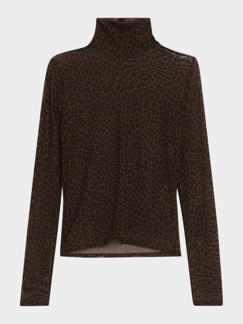 FRAME The Sheer Mesh Turtleneck Top