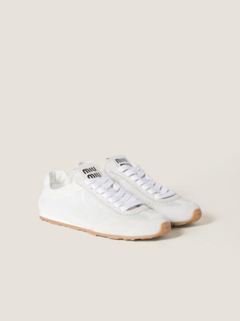 Miu Miu Plume mesh and suede sneakers