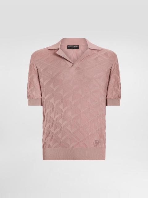 Dolce & Gabbana Silk polo-shirt with logo embroidery