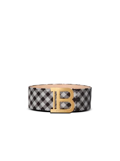 Balmain Gingham embroidered B-Belt
