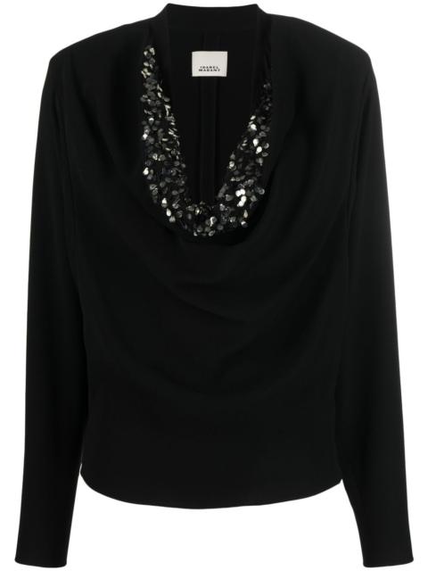 Isabel Marant cowl-neck long-sleeve blouse