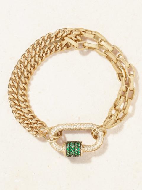 MARLA AARON 18-karat Gold, Emerald And Diamond Bracelet