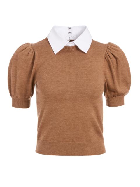 Alice + Olivia CHASE PUFF SLEEVE SWEATER WITH COLLAR