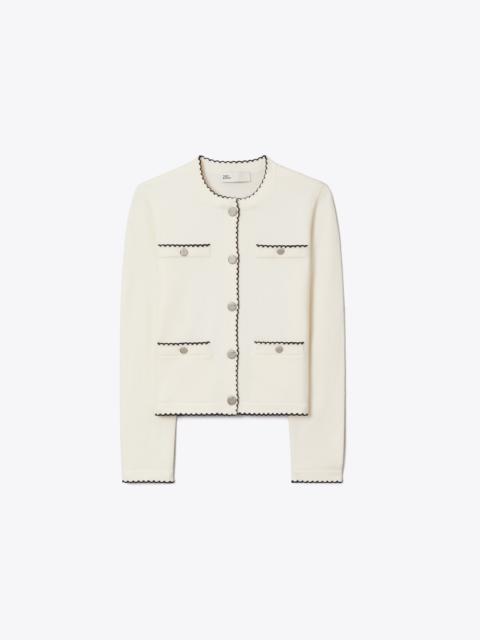 TORY BURCH Kendra Wool Scalloped Cardigan